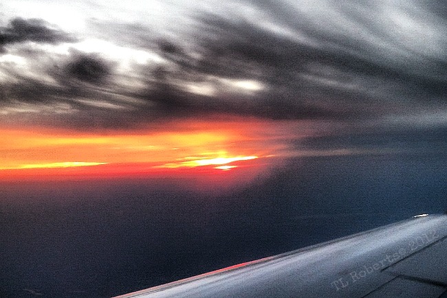 airplane sunset