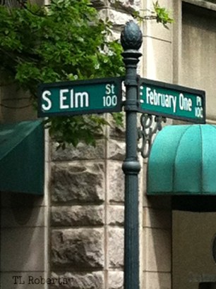 street sign elm and February