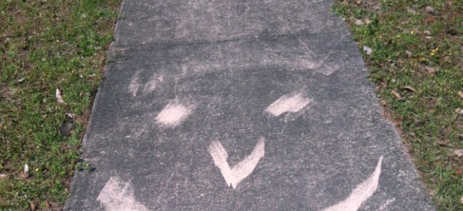 sidewalk smiley face