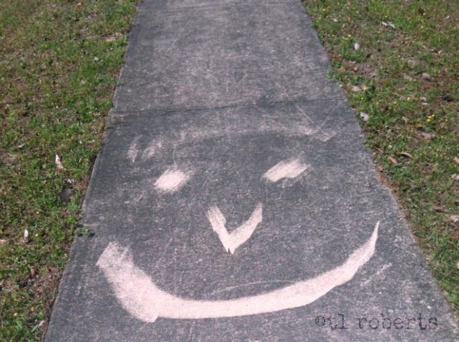 sidewalk smiley face