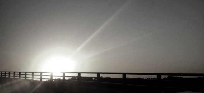 black and white, bridge and rising moon