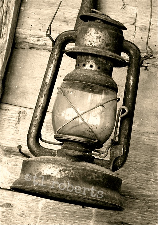 cabin lantern, sepia