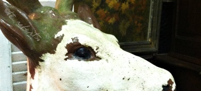 whitewashed wooden deer