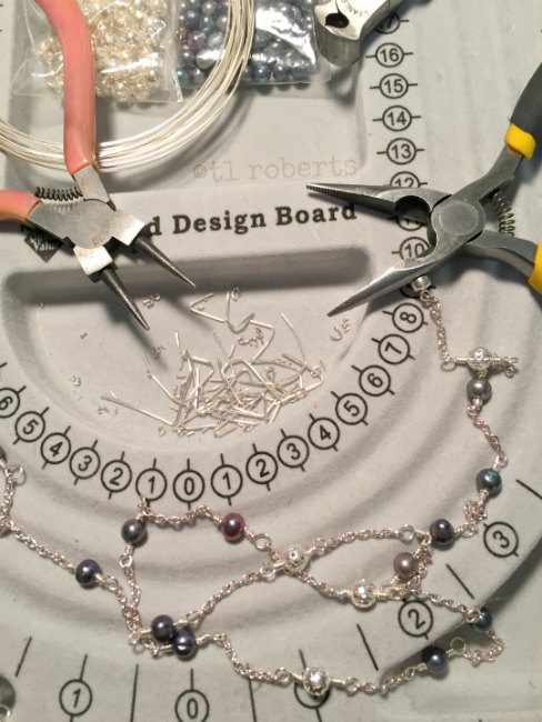 black pearl and silver necklace