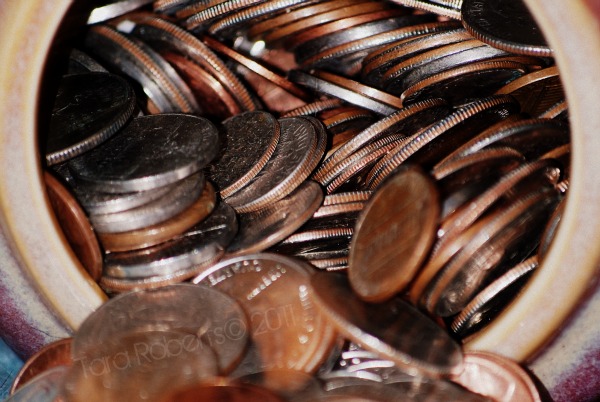 jar of loose coins