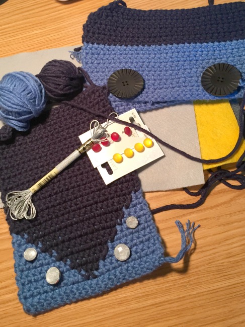 crochet pieces and buttons
