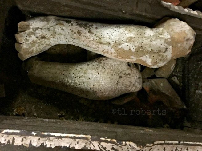 distressed wooden mannequin legs