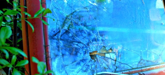 broken truck windshield