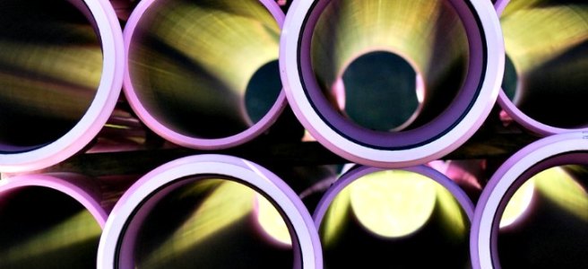 view inside plastic pipes