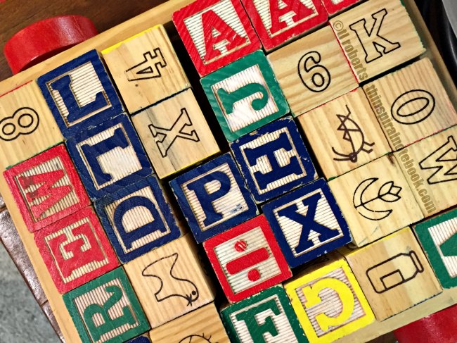 toy wagon of wooden blocks