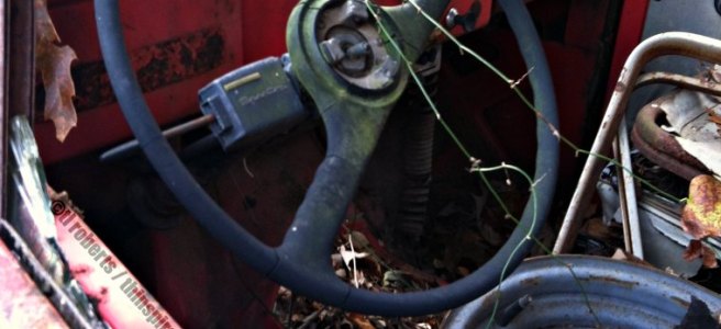 old junked car interior