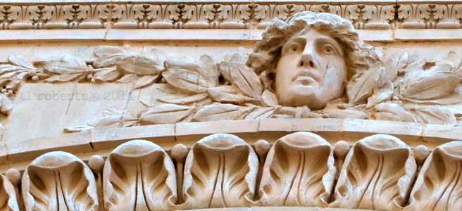 architectural detail of face