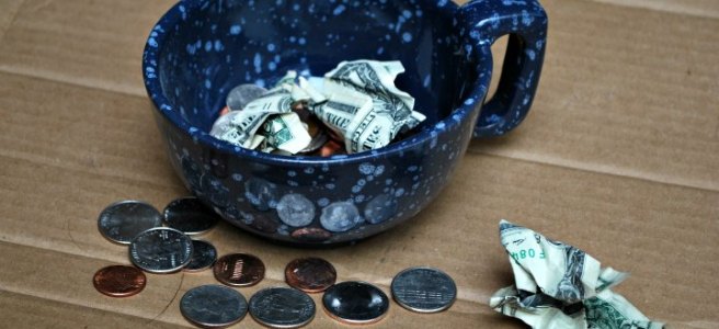 cup filled with change