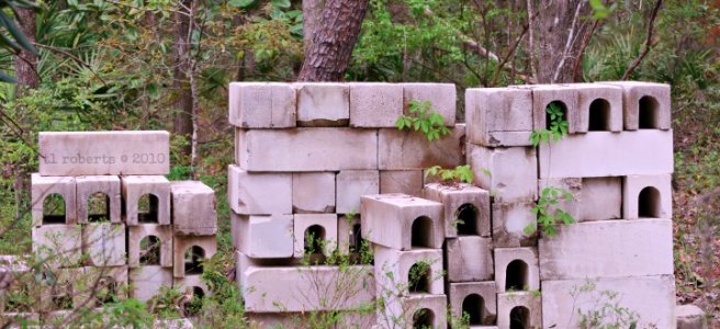 stacked cinder blocks