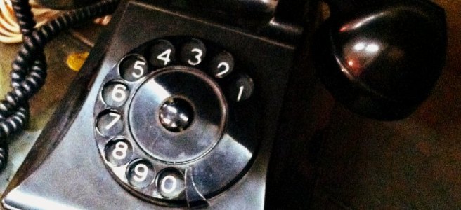 black rotary telephone