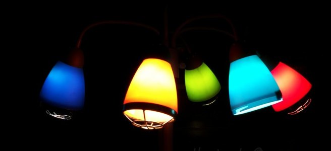 colored glass lamp scones
