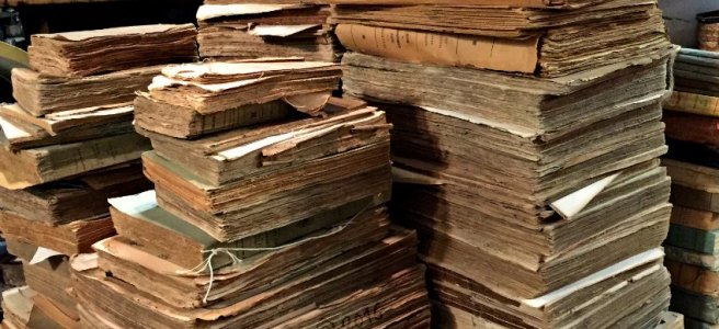 piles of old books