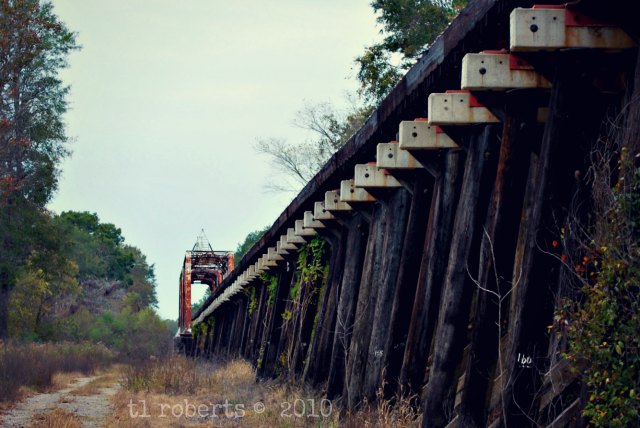 old wooden train trellis