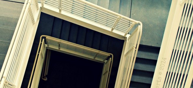 down into a stairwell