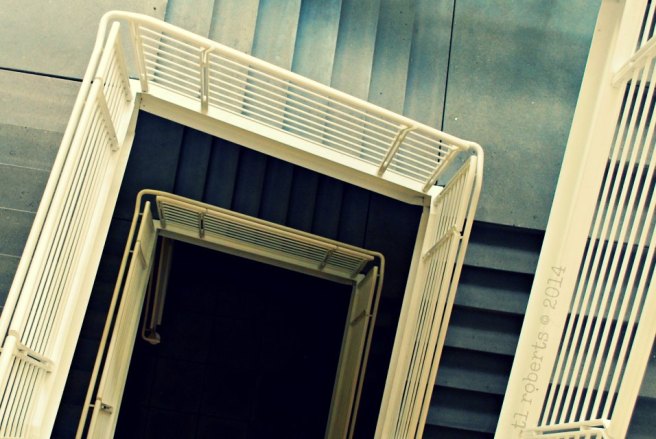 down into a stairwell