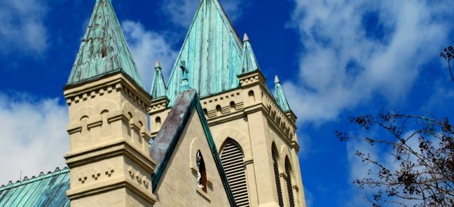 basilica with green copper roof