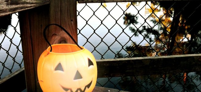 glowing plastic jack-o'-lantern