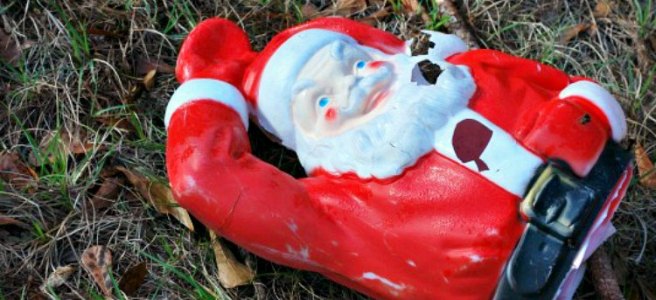 broken plastic Santa