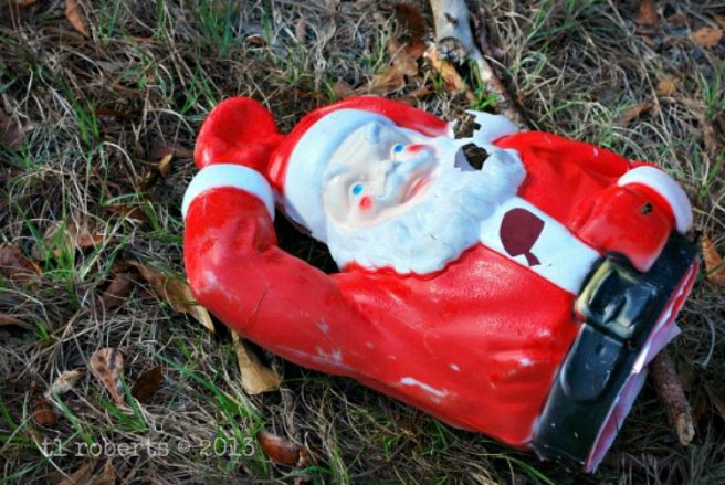 broken plastic Santa