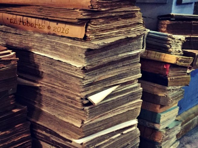 stack of old books