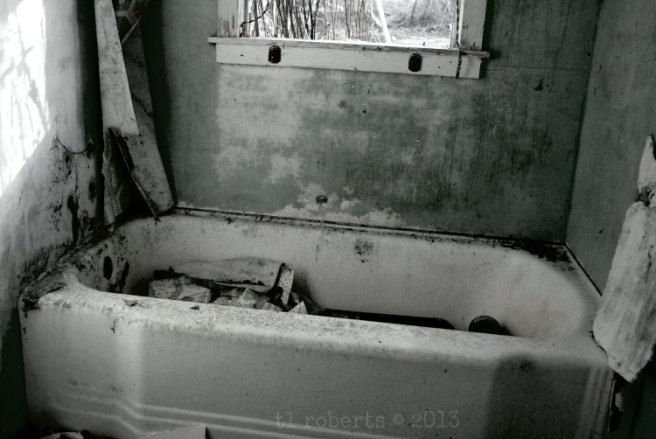 black and white old bathtub
